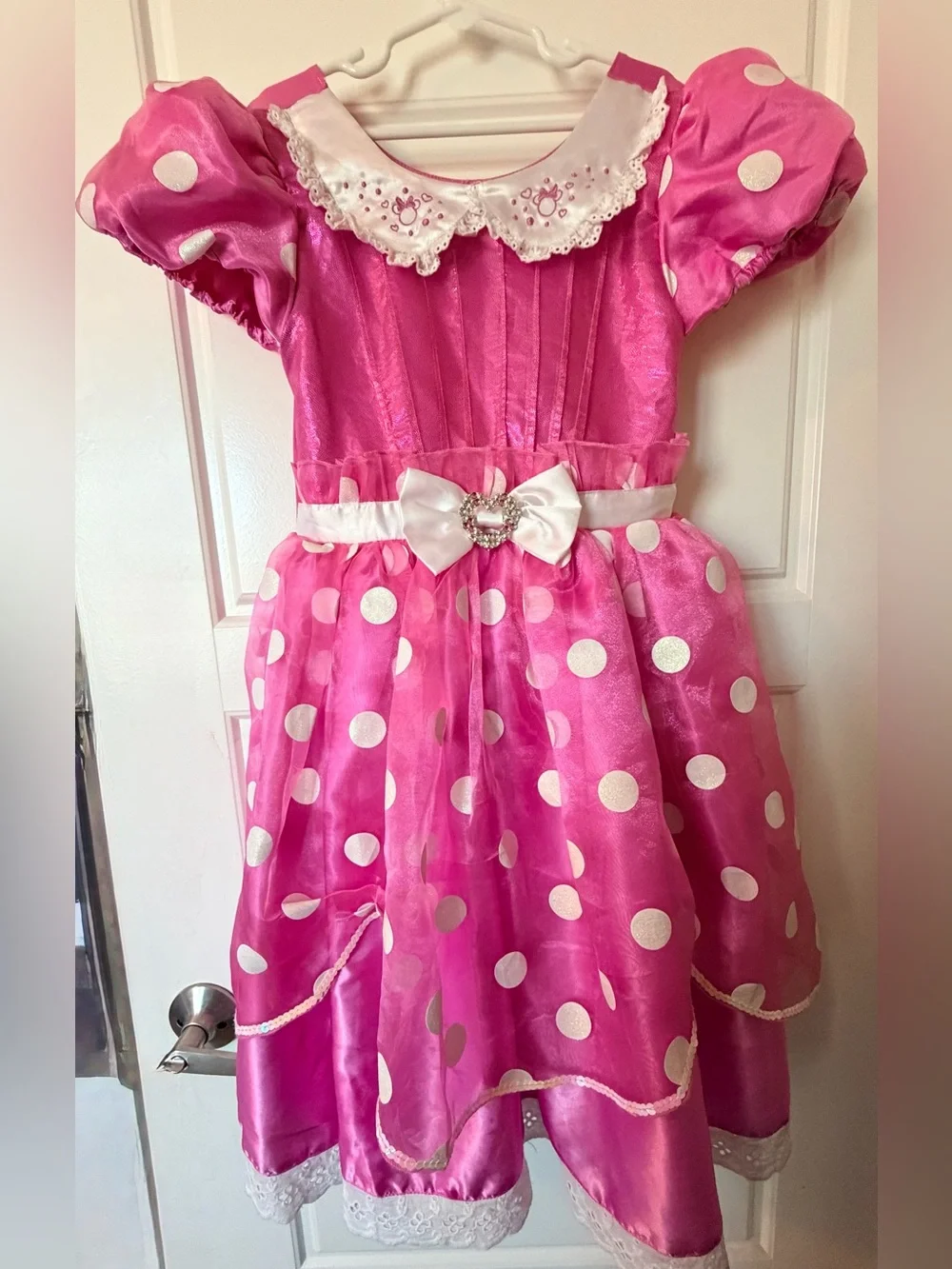 Disney Pink Polka Dot Party Dress with White Collar & Bow